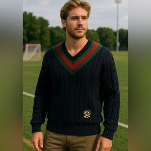 STX Lacrosse Cable Knit Chunky Sweater XL Cricket Ivy League Heritage Retro NEW